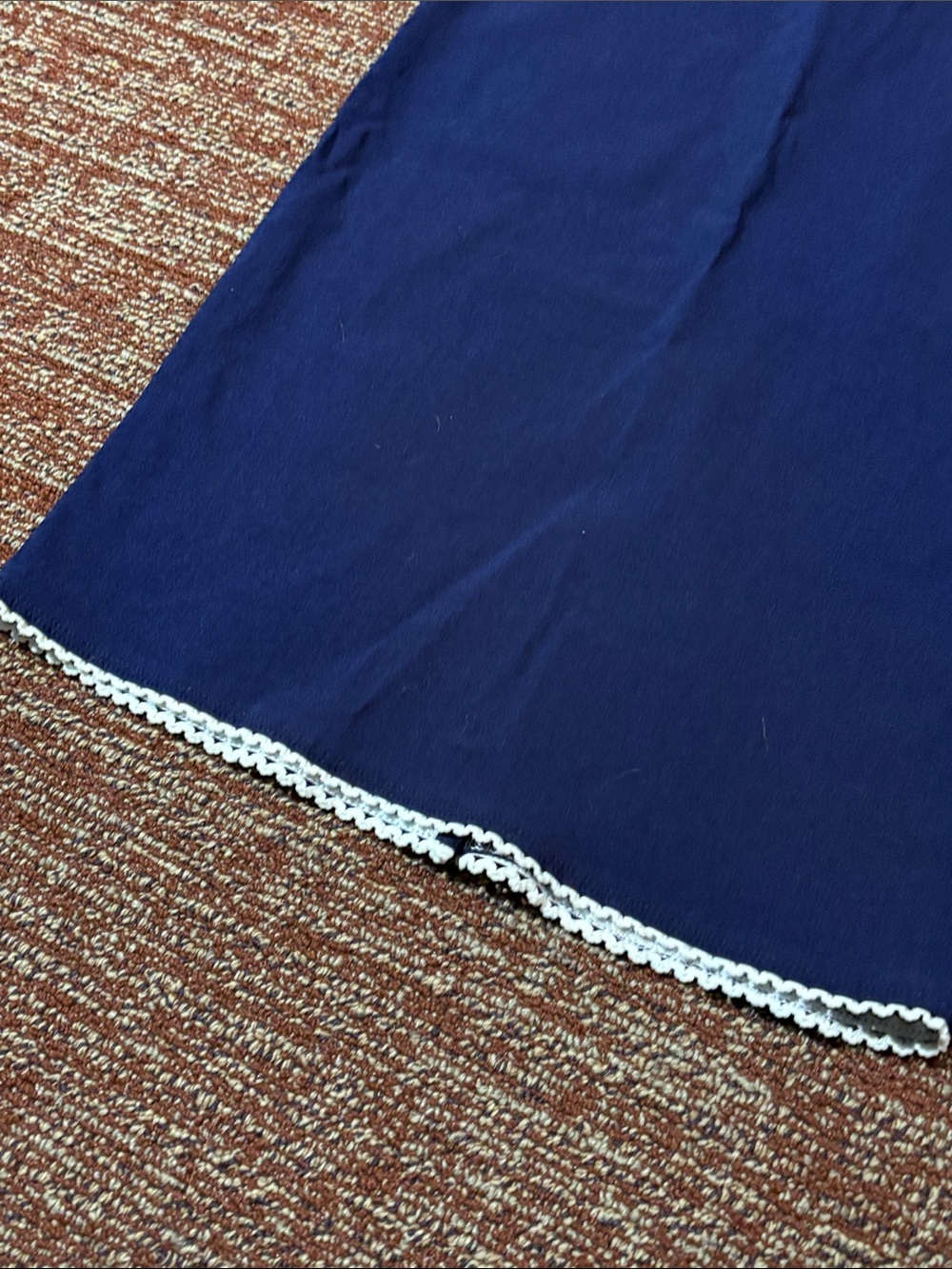 Vintage style fitted stretch navy blue sailor dress eyelet trim tie detail Med - Picture 5 of 16